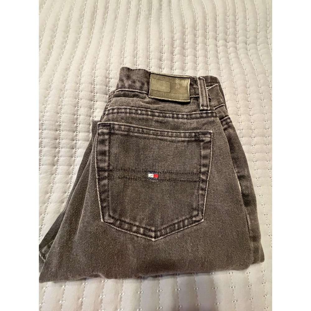 Tommy Hilfiger Vintage High Waisted Straight Leg Jeans Faded Black Denim 25